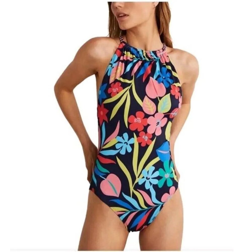Boden low back twist braid swimsuit Blue size 4
